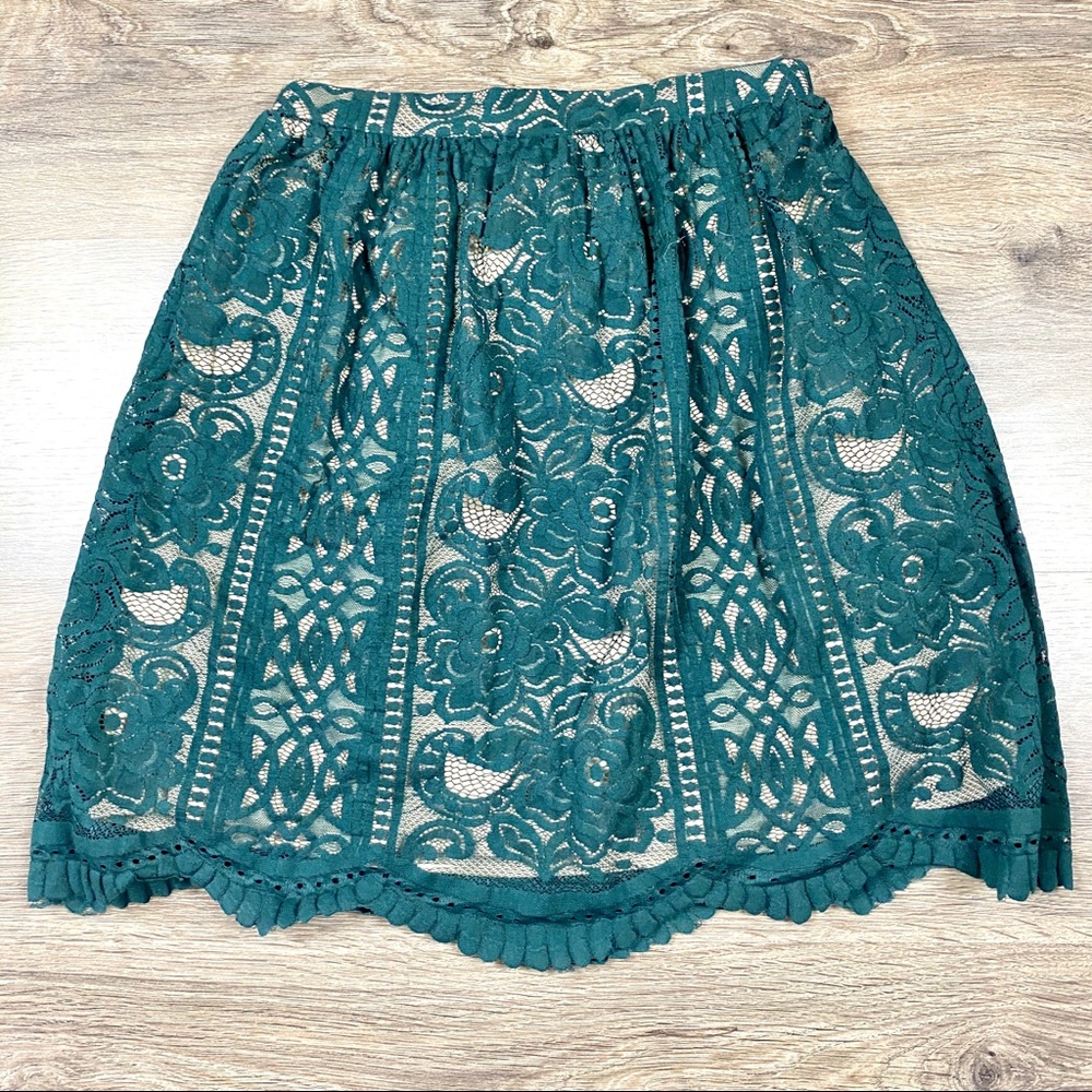Emerald green lace skirt